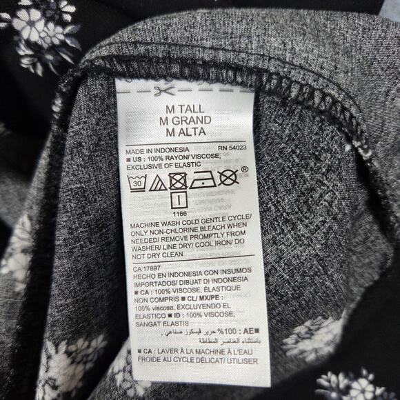 Old Navy Medium Black White Floral Boho Dress Flutter Sleeve Tassel Tie Neckline - Picture 10 of 13